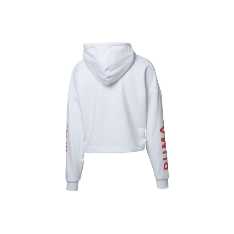 Puma Chase Cropped Hoodie Letter Print Sports Women hoodies White 595935-02