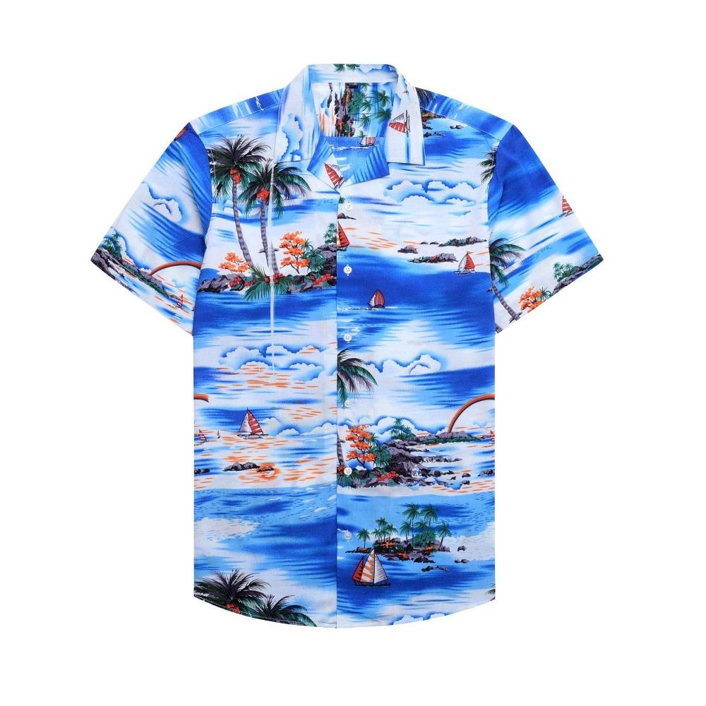 Summer Hawaiian Shirt 3d Printed Colorful plant Men Beach Short Sleeve Blouse Fashion S