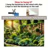 2D Sunlit Garden Wood Fence Photo Backdrop Wedding Birthday Party Background