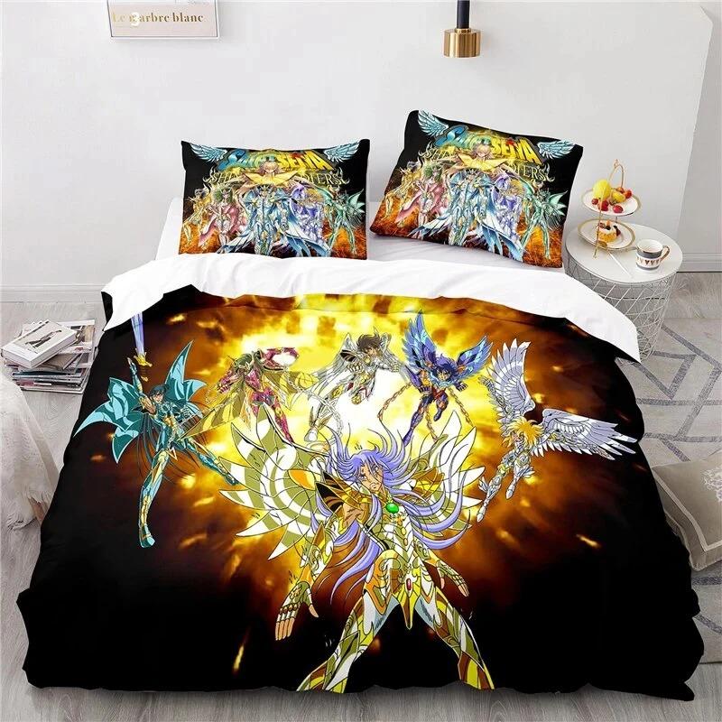 Anime Saint Seiya LOST CANVAS Bedding Set Duvet Cover Bed Set Quilt Cover Pillowcase Comforter king Queen Size Boys Adult
