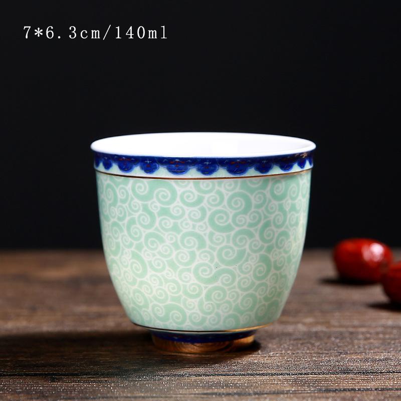 Large Enamel Gilded Cloisonne Porcelain Tea Cup Chinese Blue and White Jingdezhen Ceramic Kung Fu Tea Set Gift for Friend 140ml