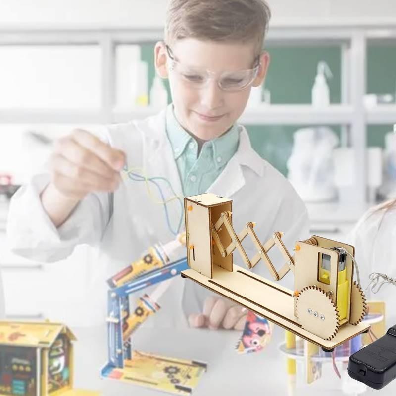 Großes Holz-DIY-Modell eines elektrisch einziehbaren Tors für Kinder, Wissenschaftsexperiment-Materialbausatz