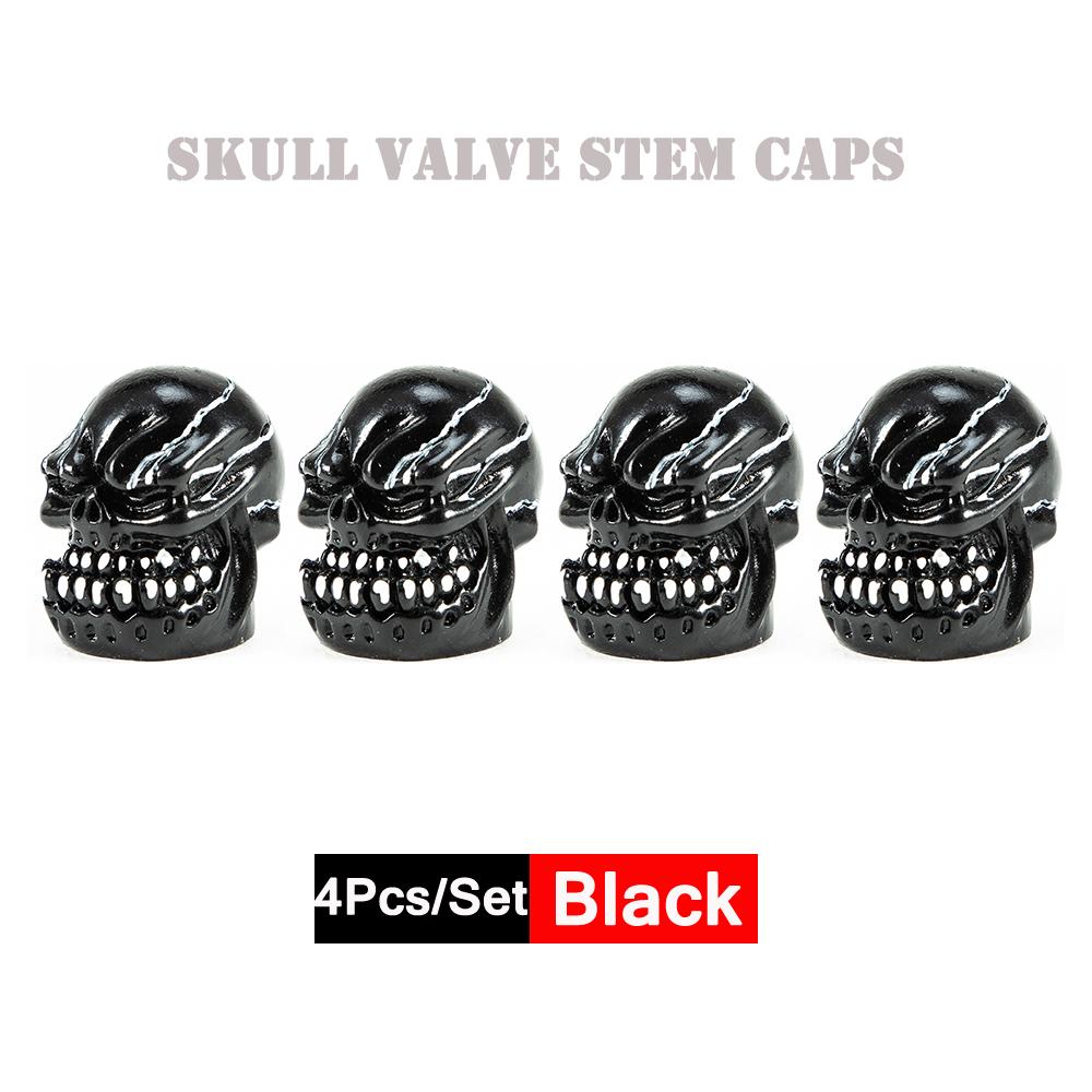 DSYCAR 4Pcs/Set Valve Caps for Tires Skull Style Universal Stem Valve Caps Attractive Dustproof Car Accessories Stem Caps1
