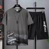 Youth Quick-drying Shorts Suits for Men Summer Shorts Set Daily Thin Student Short Sleeve 2 Piece Set Tracksuits Men Clothing