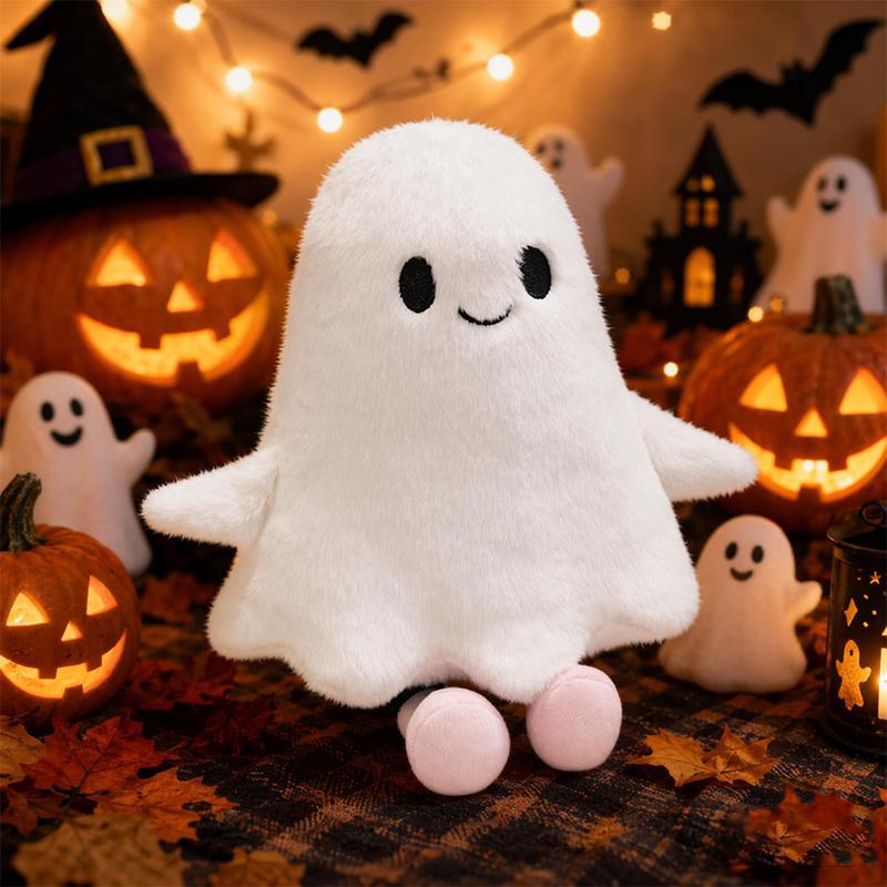 40CM Cute Cartoon White Little Ghost Plush Toy Soft Anime Ghost Halloween Festival Party Supply Plushie Doll Fun Friend Kid Gift