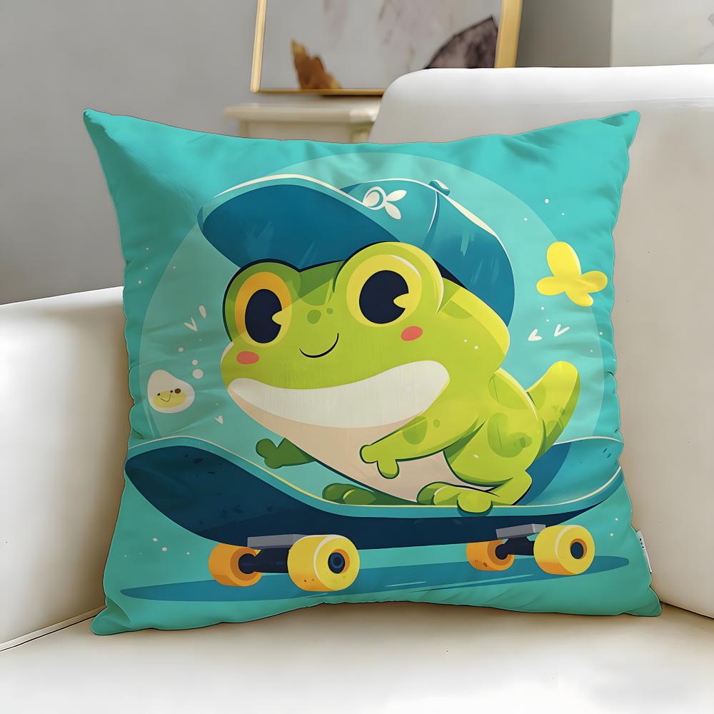 Animal Cute Frog Cushion Cover Soft & Easy-Wash Pillow Case – Versatile For Couch, Bed, Travel And Office