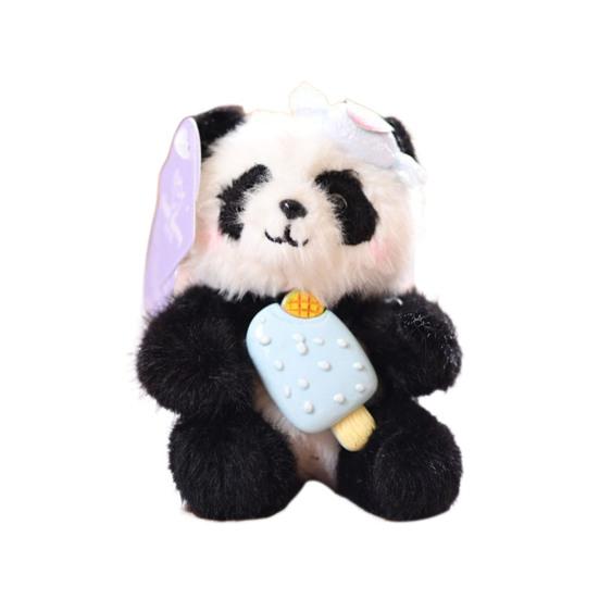 Doll Pendant Keychain Cartoon Panda Shape Plush Doll Key Holder Lightweight Keychain Decorative Bag Accessory