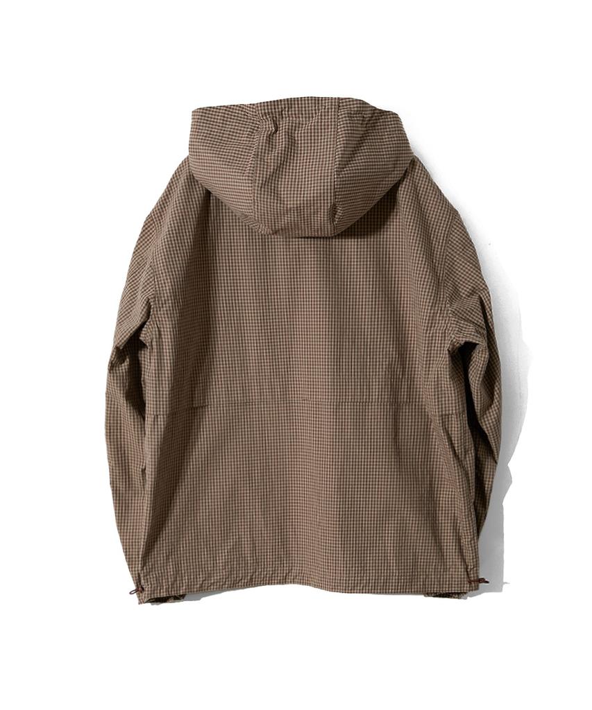 Horlisun Breeze Typewriter Check Hood Jacket Beige