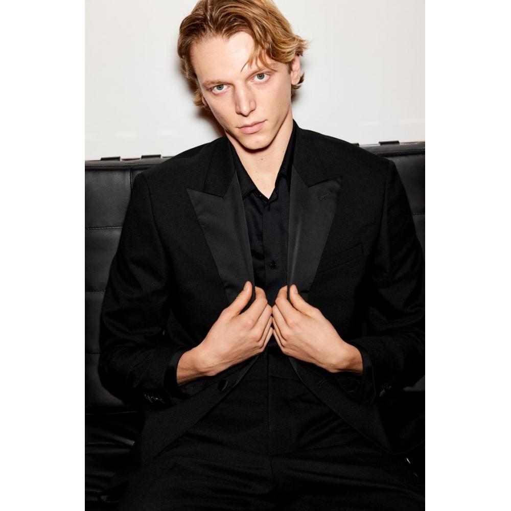 H M Single Breasted Tuxedo Jacket sliM Fit Black