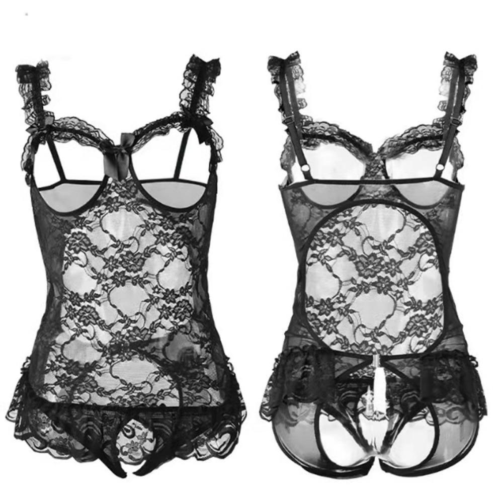 Erotic Underwear Sexy Onesie Pajamas Women's Open File Bed Transparent Lace Hot Uniform Temptation Set Wholesale