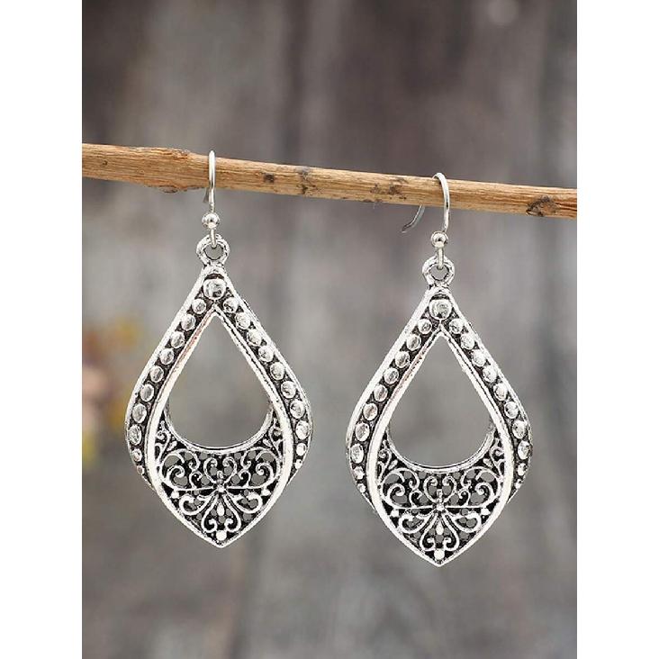 1 Pair Minimalist Vintage Bohemian Fashion Carved Hollow Alloy Earrings