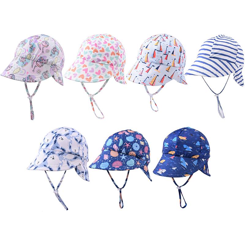 

1Pc Baby Outdoor Beach Hats Cartoon Pattern Boys Girls Ice Silk Fisherman Hat