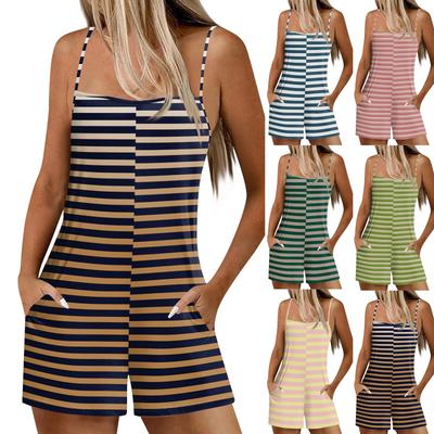 Women’s Casual And Fashionable Sleeveless Camisole With Pocket Jumpsuit Shorts Jumpsuit Shorts
