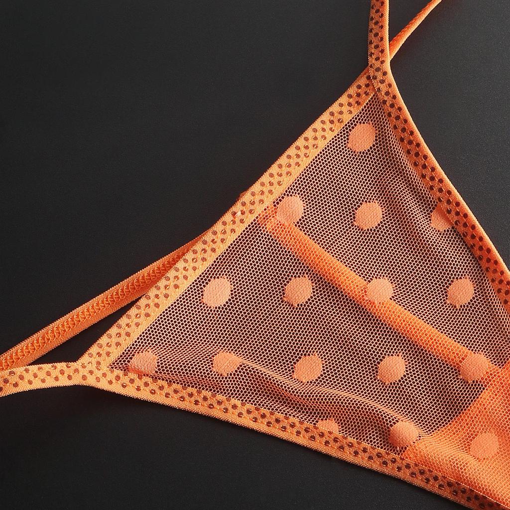 Förföriska Prickiga Trosor med Låg Midja och Transparent Tanga