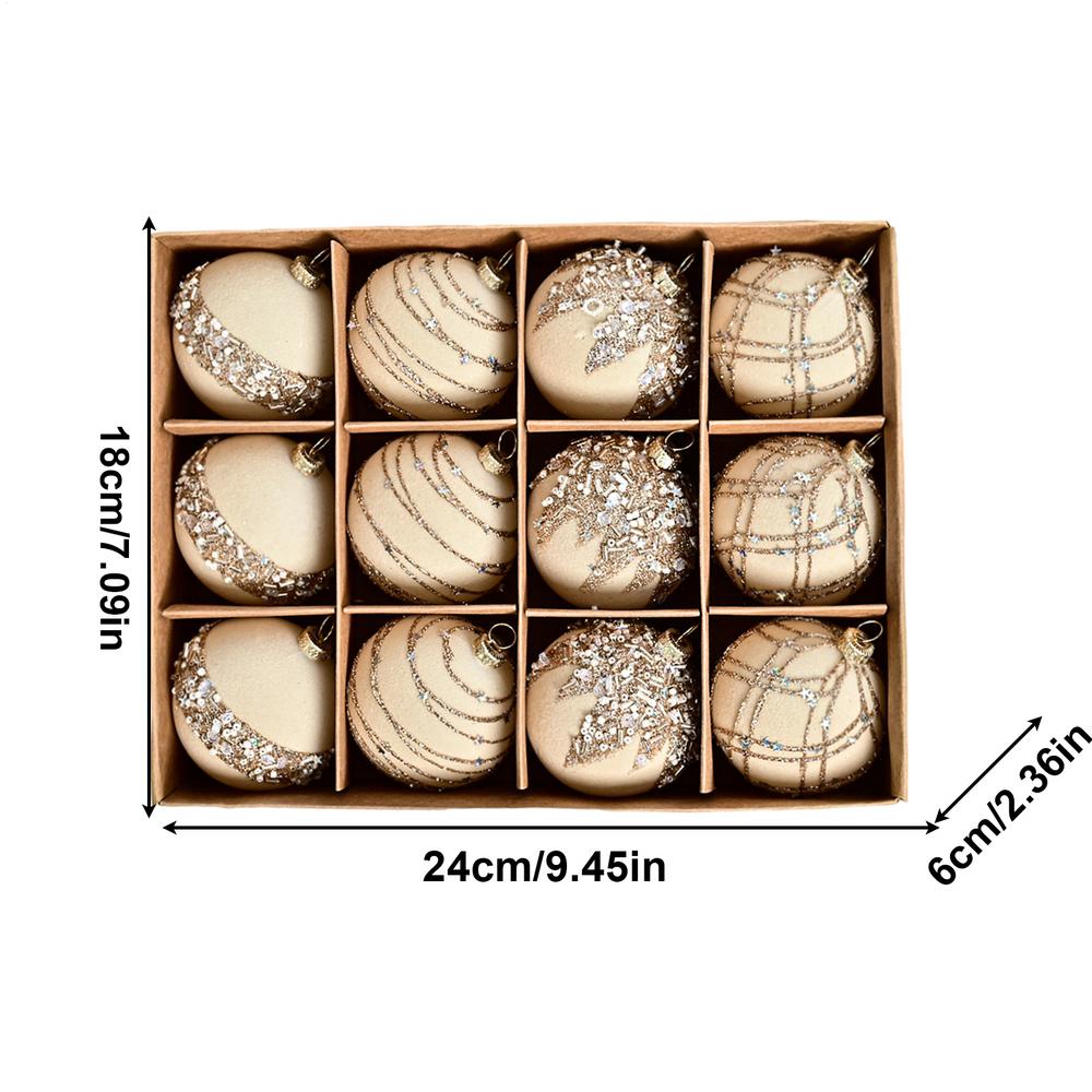 

2025 Christmas Velvet Flocked Ball 12Pcs/set Shatterproof Christmas Ball Decoration Set For Holiday Wedding Parties 12Pcs