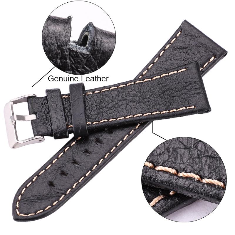 Watchband Soft Thin Genuine Leather Watchbands 22mm 24mm Women Men Cowhide Watch Band Strap Belt With Pin Buckle Spring Bar