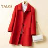 Women Winter Coat Formal Business Style Turn-down Collar Single-breasted Mid Length Overcoat OL Commuting Jacket Solid Color Thick Outerwear