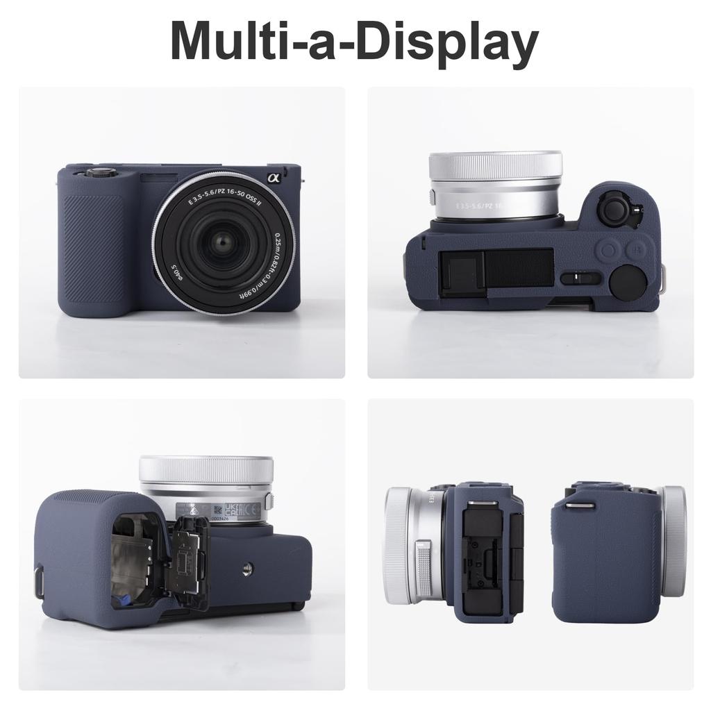 VOVMOEYA Camera Case for Sony and Includes 1 Silicone 2 Glass Screen and a Hot Shoe Includes a ZVE10 II Body Case and Silicone Cover for Sony Textured