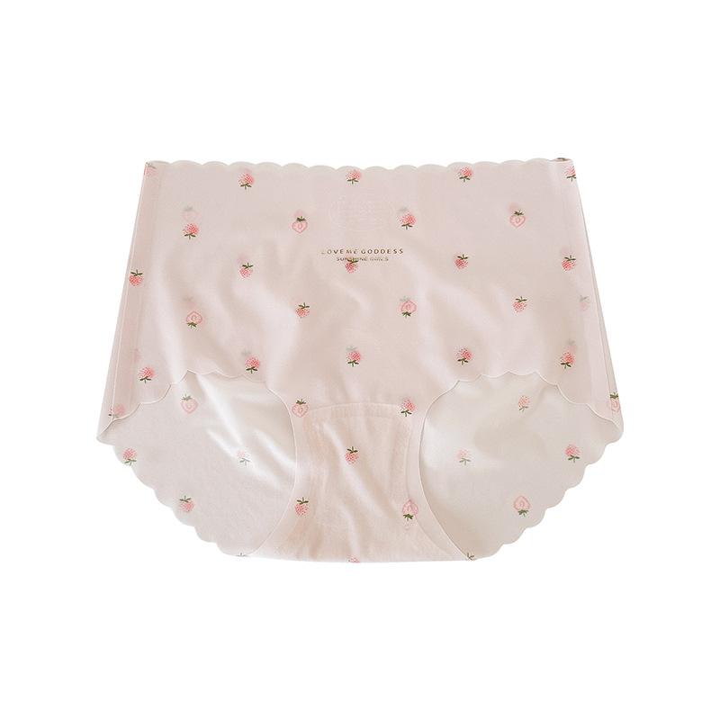 Damunderkläder Jordgubbsmönster Isilke Trosor Snabbtorkande Sömlösa Höftlyft Medelhöga Trosor