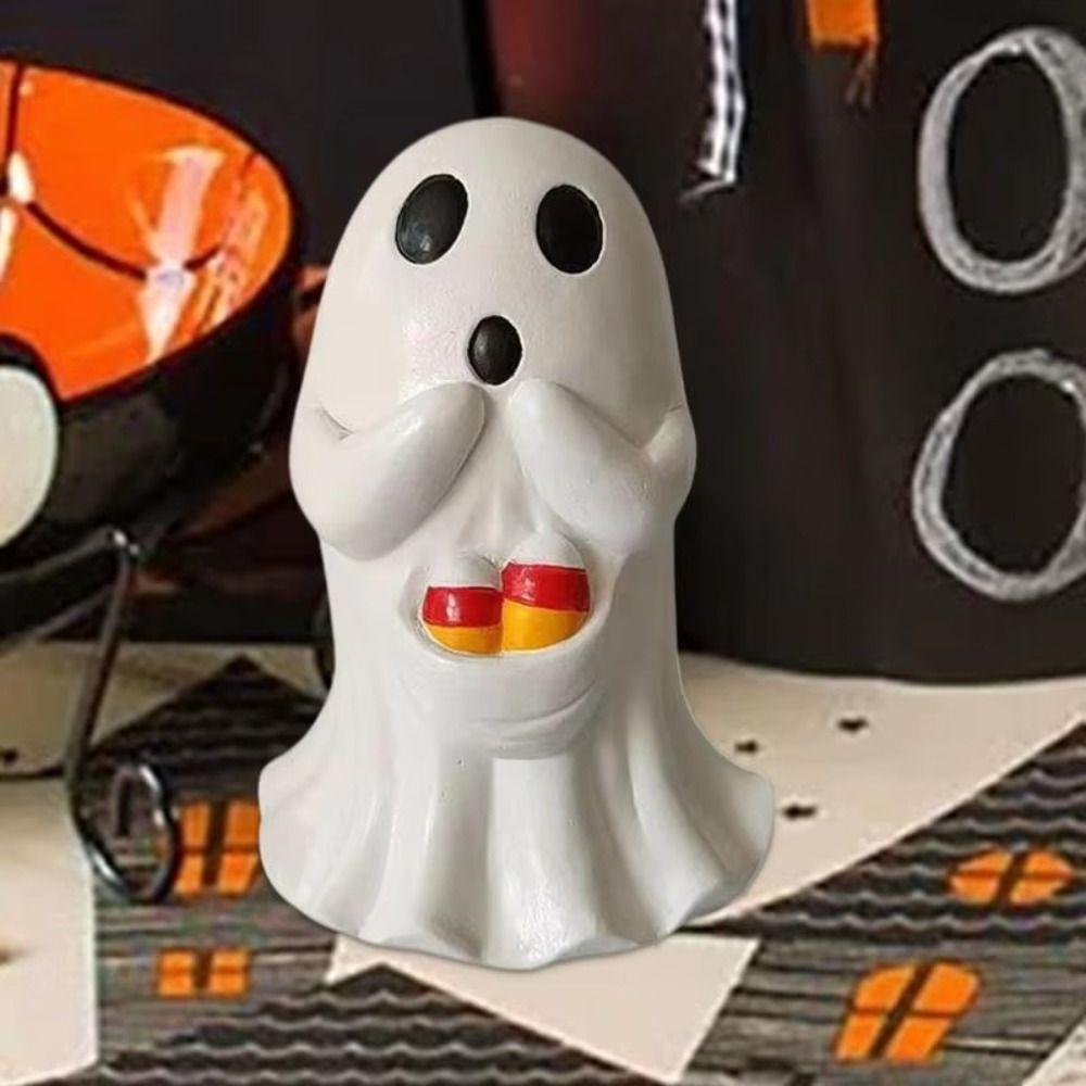 Cartoon Ghost Art Sculpture Resin Ghost Statue Ornament Halloween Ghost Figurine Office