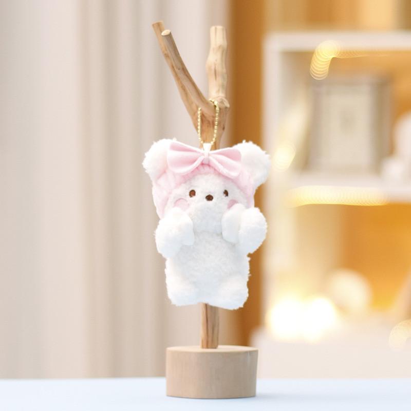 Face Wash Delightful Rabbit Plush Toy Keychain Adorable Short Fur Design For Kid