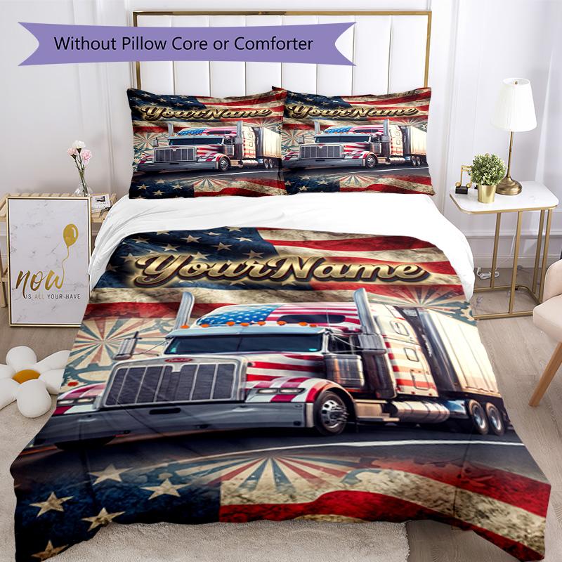 Kw Camions Lourds Personnalisez votre nom Ensemble de Literie Housse de Couette Respirante avec Taies d'Oreiller Décoration de la Maison Cadeau d'Anniversaire