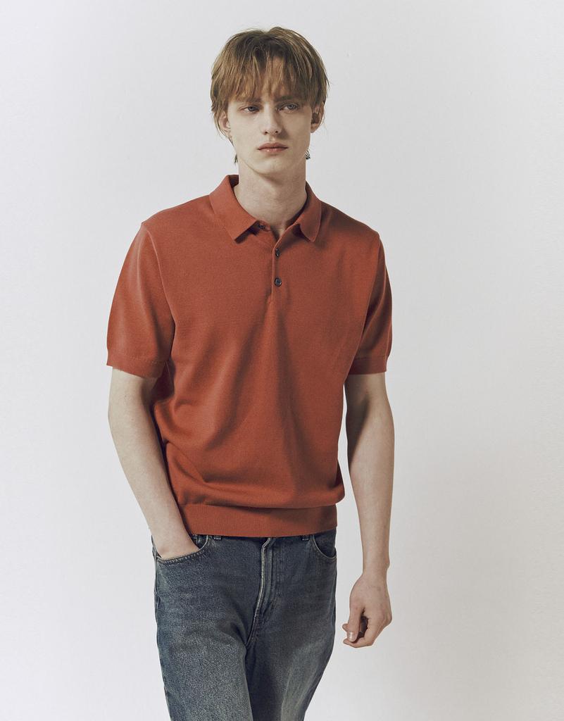 GIORDANO Washable Cotton Polo Neck Short Sleeve Knit Sweater (12Gg) 056510 [8Color]