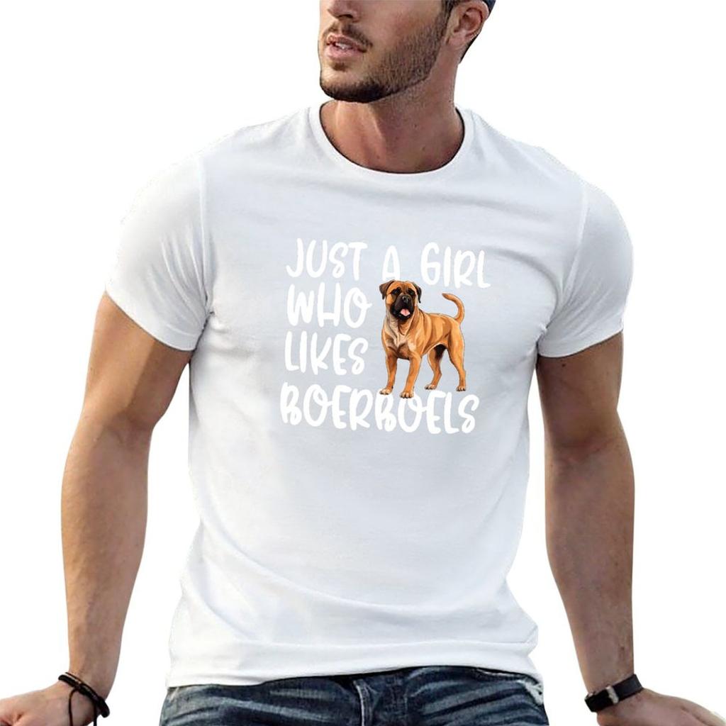 Just A Girl Who Likes Boerboels T-Shirt Vintage Clothes Shirts Graphic Tee Oversized T Shirt Tees T Shirt Men