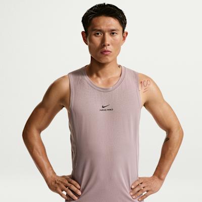 Nike Pro Tank Tops Men s Light Pink Crew Neck Moderate M