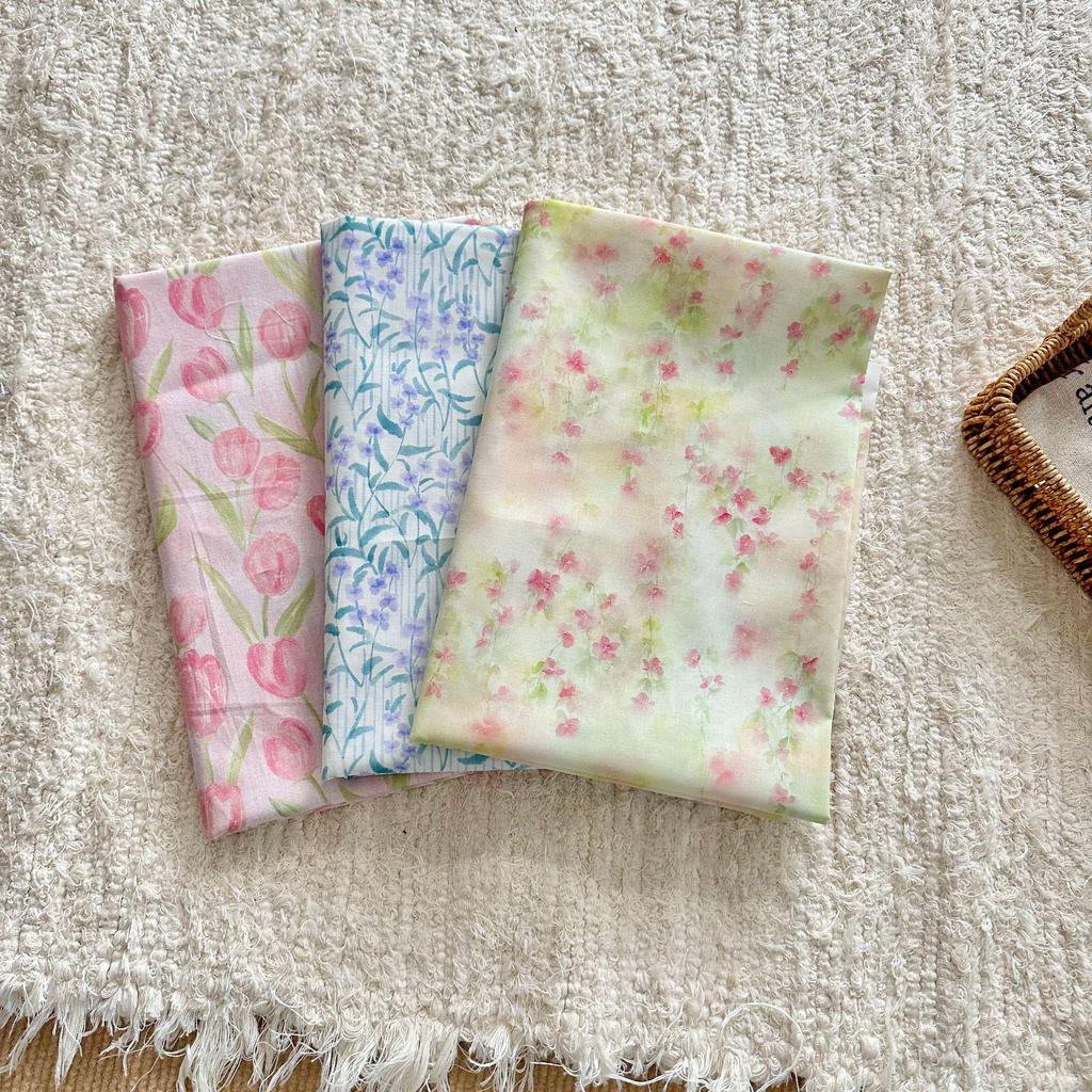 100% Cotton Korean Style Gentle Floral Digital Print Fabric for Women's, Children's, and Adult Clothing & Home Wear