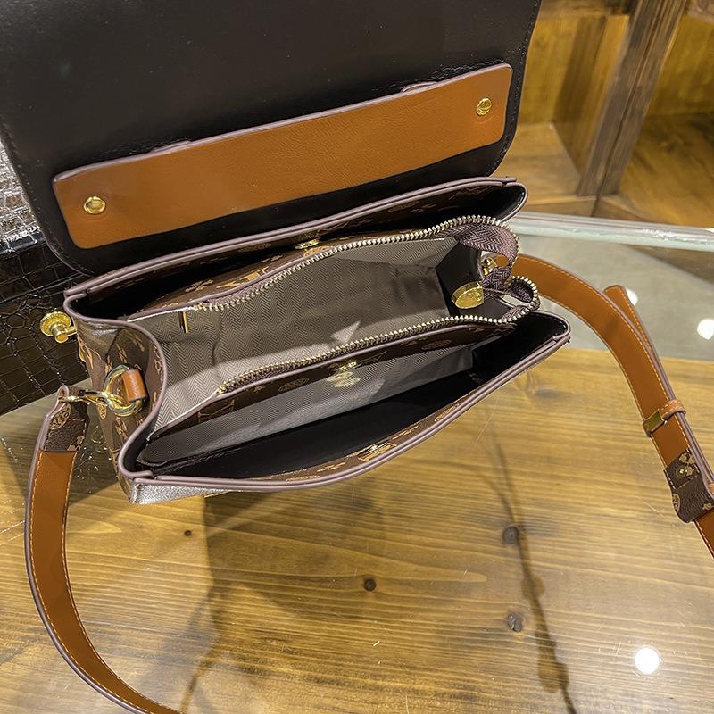 New Women's Bag Premium Printing Color Matching Messenger Bag Retro Women's Portable Small Square Bag Shoulder Messenger Bag