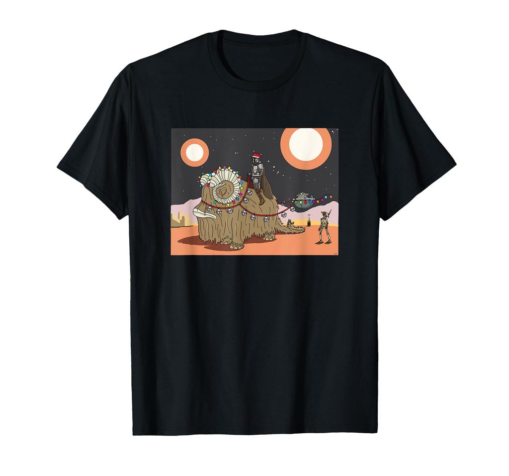 Star Wars Mandalorian and Grogu Christmas Jingle Bells Bantha T-Shirt