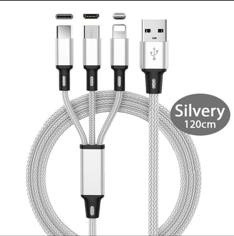 2025 3 In 1 Fast Cable for Mobile Phone Fast Charger MicroUSB Cable Type C Android Charger Cable for lPhoneThree Data Charge Cable
