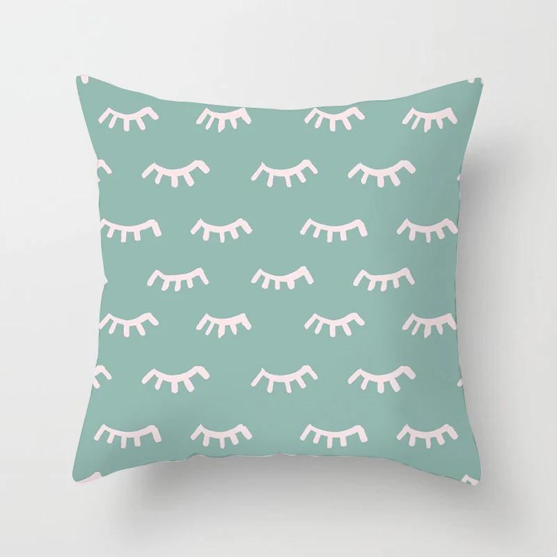 Mint Geometric Cushion Cover Polyester 45X45CM Pillowcase Home Decorative Throw Pillow Covers