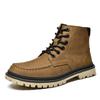 Men's Genuine Leather High-Top Martin Boots - Matte Cowhide American Retro Motorcycle Style