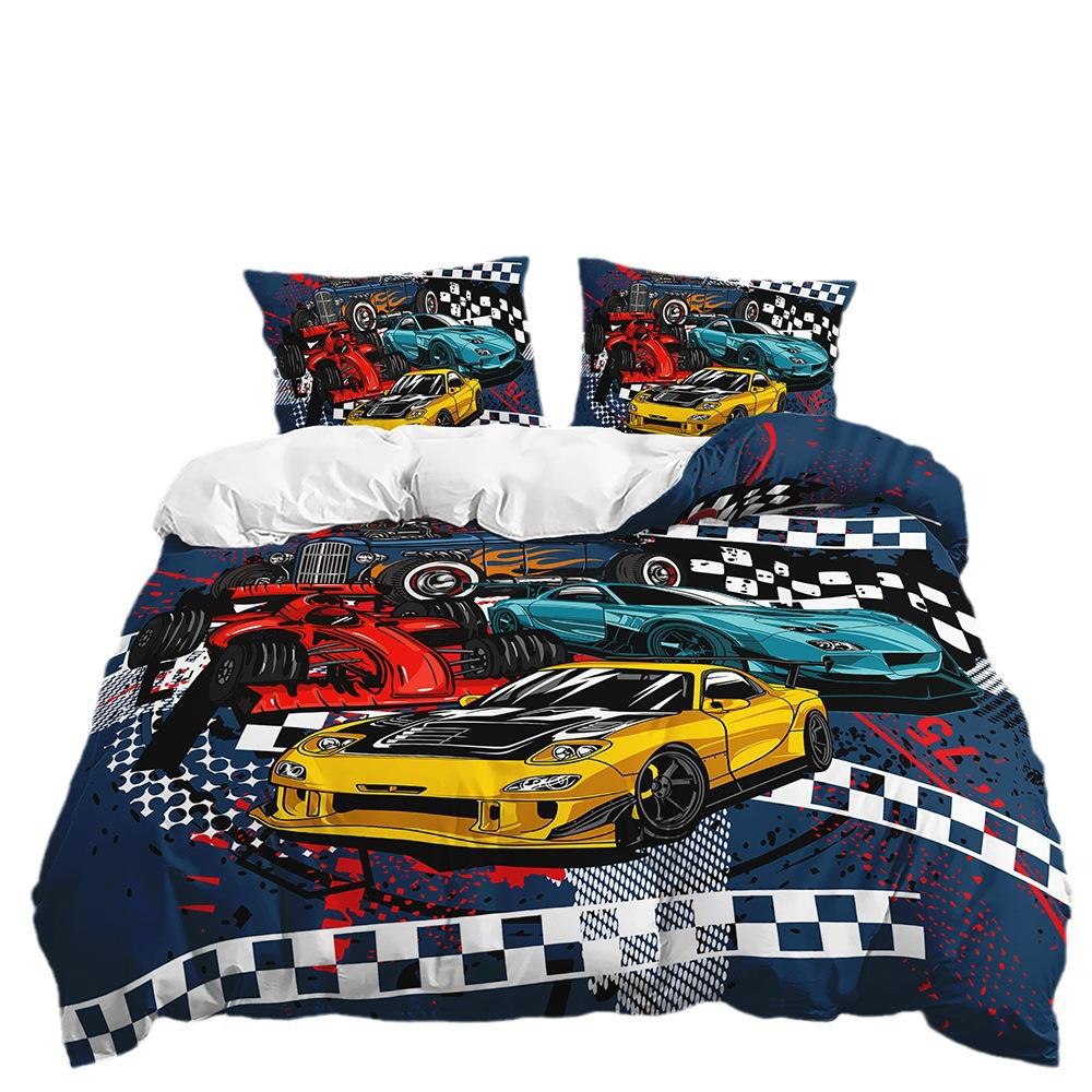 Three-Piece Car Racing Race Quilt Set Two-Piece Bedding Set