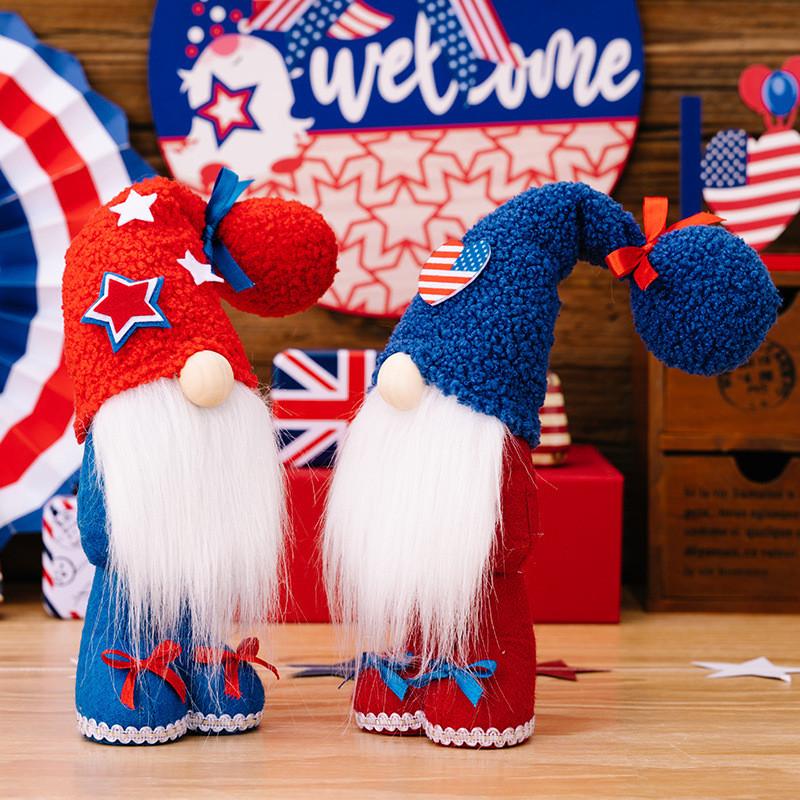 Day Independence Cute Gnome Plush Toys For Festive Home Display In Red And Colors Blue