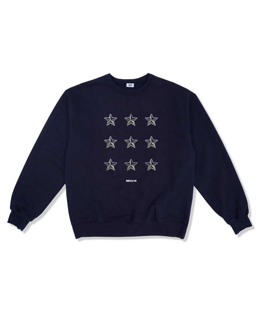 MIDNIGHT12AM [Fleece Line Option] Nine Stars Oversized Premium Double-Sided Sweatshirt 4 Colors (Type A)