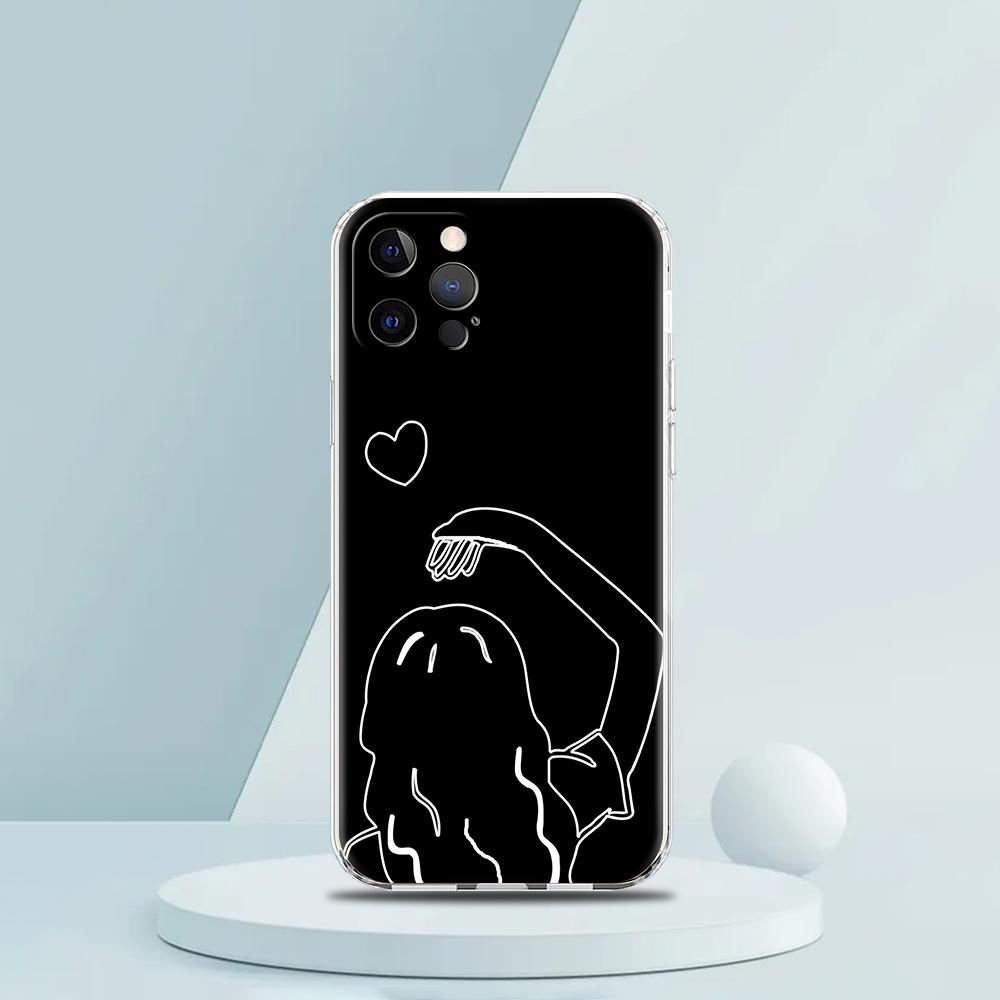 Couple Cartoon Aesth Sun Moon Luxury Phone Case For iPhone 16 15 14 13 12 11 Pro Max XS X XR SE 7 8 Plus Silicone Clear Cover