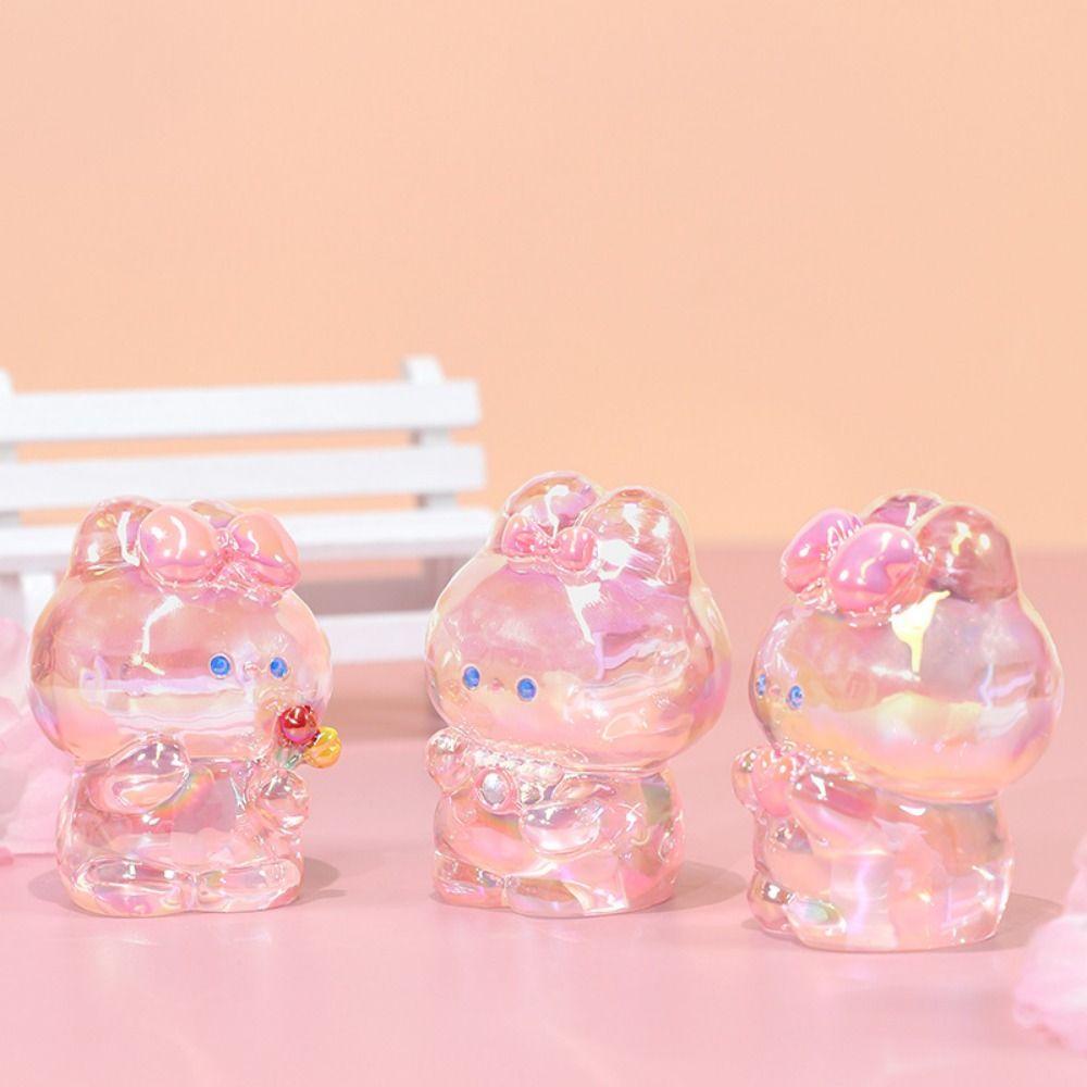 Statue Transparent Gradient Rabbit Dolls Candy Color Cartoon Model Toy  Couple Gifts