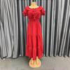 LYRIA Solid Boho Dress Women Fashion Elegant Beach Party Dress Casual Slash Neck Office Maxi Dresses For Woman Robe Femme