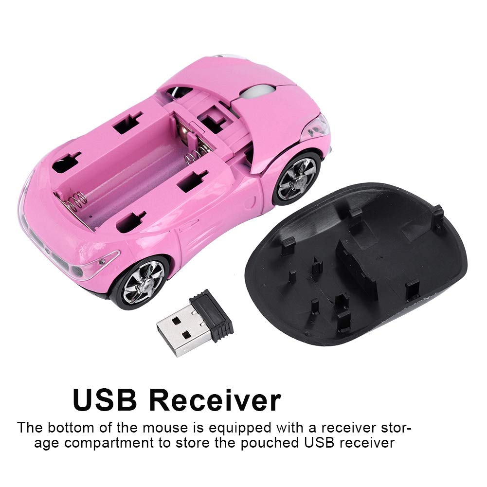 Wireless Sports Car Style Bluetooth Optical Mouse with USB 1600DPI High Precision Portable Gaming Mouse for PC Richer-R Mouse, 2.4G Receiver, Mouse,