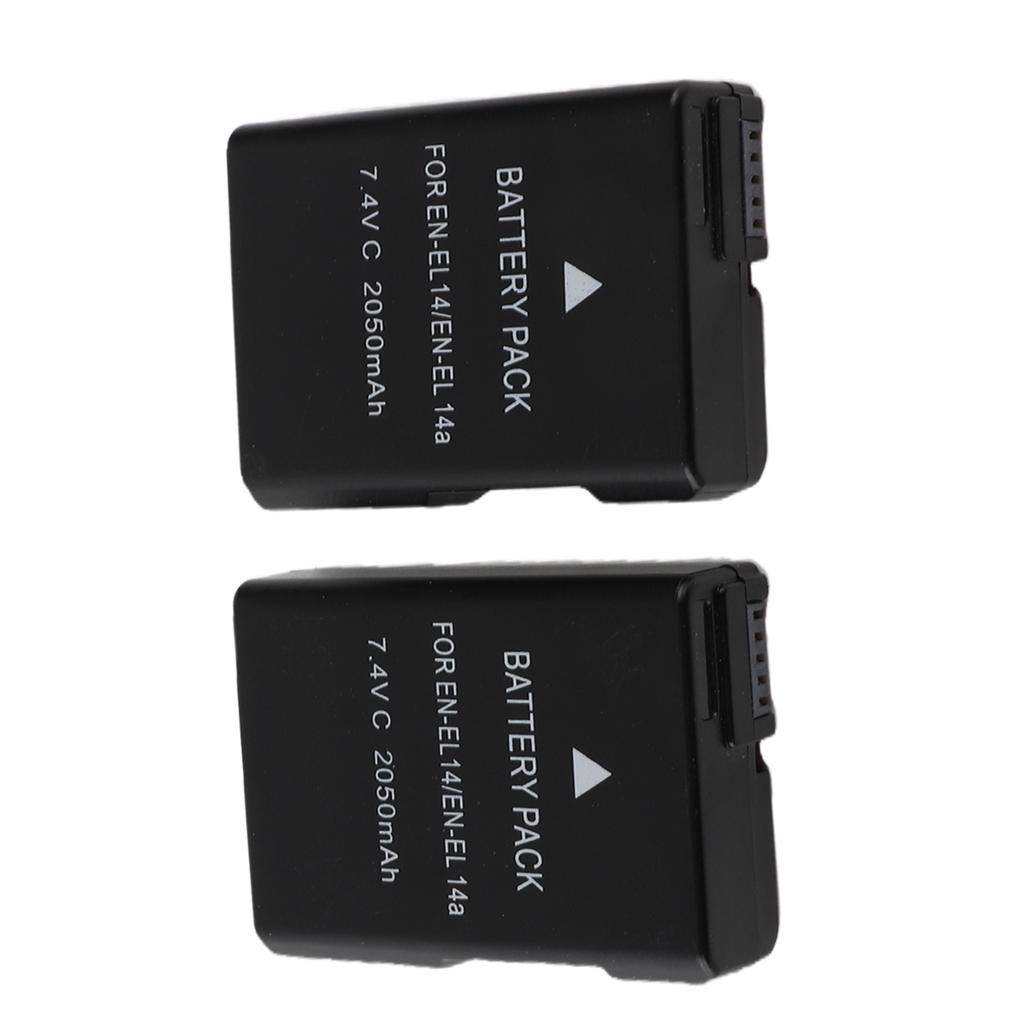 EN EL14 EN EL14A Camera Battery, 2 Pack 7.4V 2050mAh Lithium Ion Replacement Battery, for D3100 D3200 DF P7000 P7100 Digital SLR Cameras