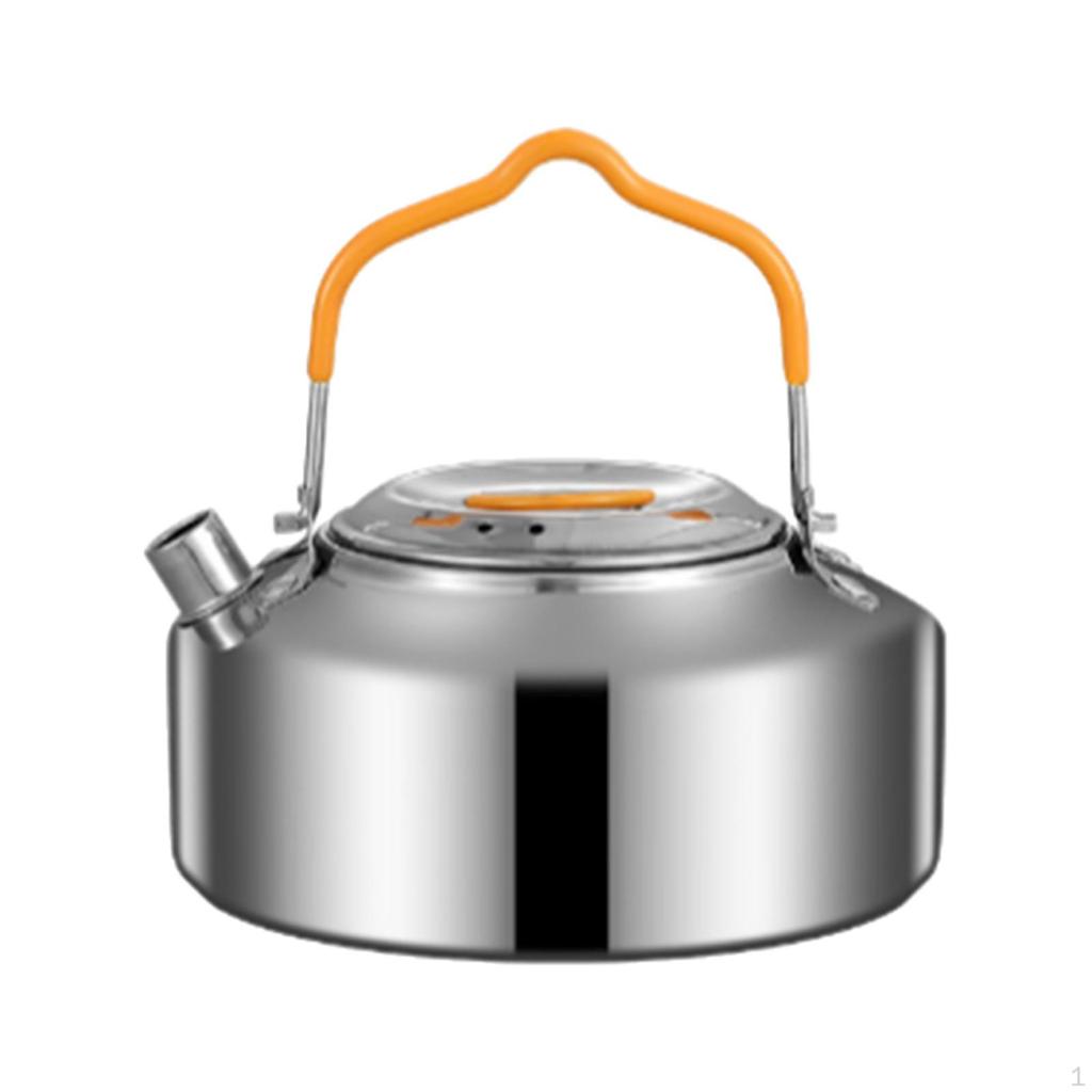 1L Camping Kettle Camp Tea Pot Teakettle Stain Resistant Cook Water Boiler Stainless Steel