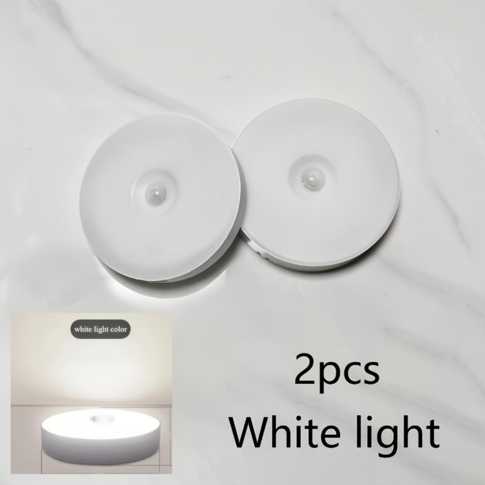 2 szt. Lampka nocna magnetyczna na stopnie, do użytku wewnętrznego, ładowana przez USB, inteligentna lampka z czujnikiem ruchu, szeroki kąt wykrywania 120°, kabel do ładowania
