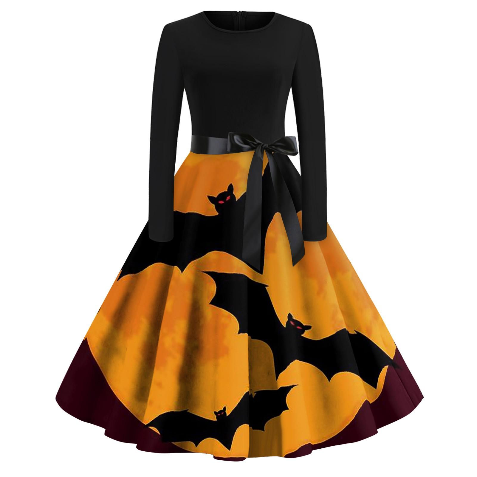 Платье с расклешенным принтом на Хэллоуин для женщин