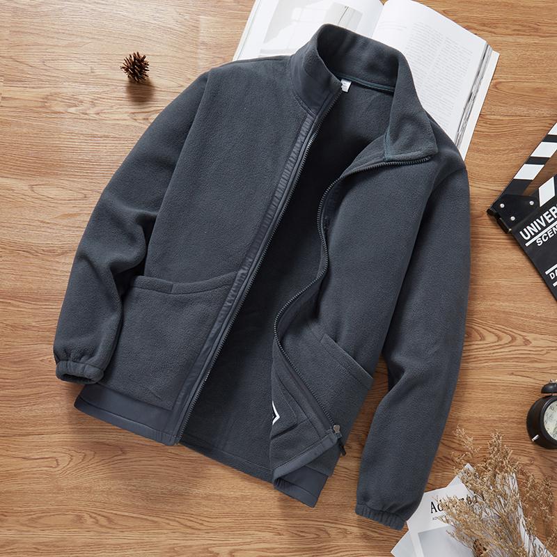 

Мужская одежда в английском стиле, круглый вырез, однотонная, карманы на молнии, длинный рукав, осенне-зимние кардиганы, модные повседневные топы M серый