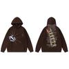 Mens Oversized Hooded Sweatshirt With Reversed Hook Print Loose Fit Cotton Pullover Fall Streetwear