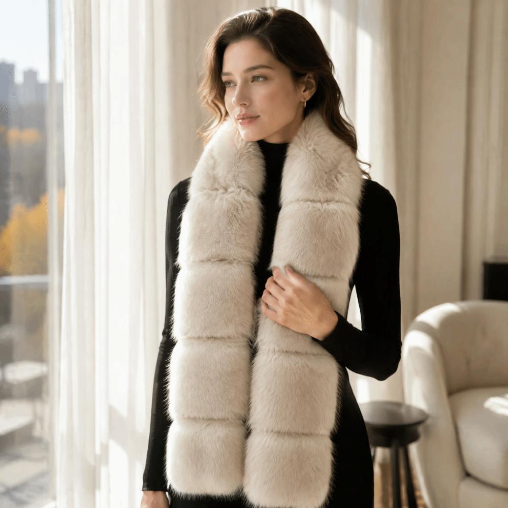 Imitation Mink Fur Long Faux Fur Scarf Thick Shawl Wrap Fleece Neck Gaiter Fluffy Scarf Winter