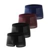 Men's Black Ice Silk Mid-Waist Breathable Mesh Boxer Briefs